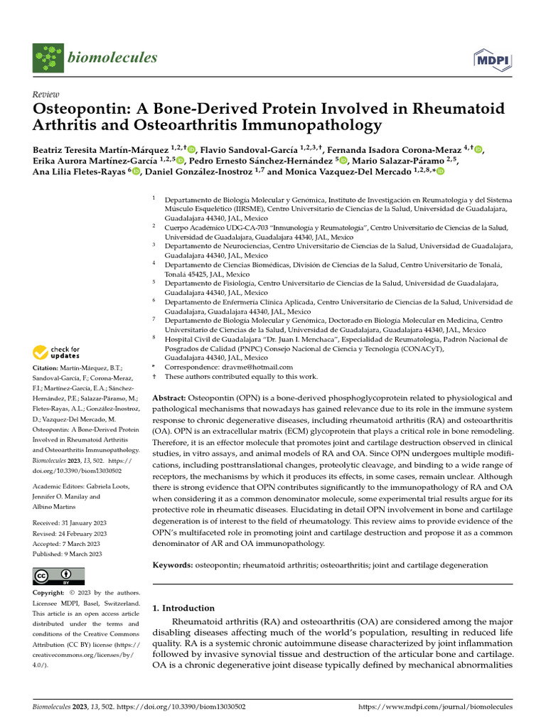 Osteopontin's Role in Arthritis Immunopathology | PDF | Macrophage | T ...
