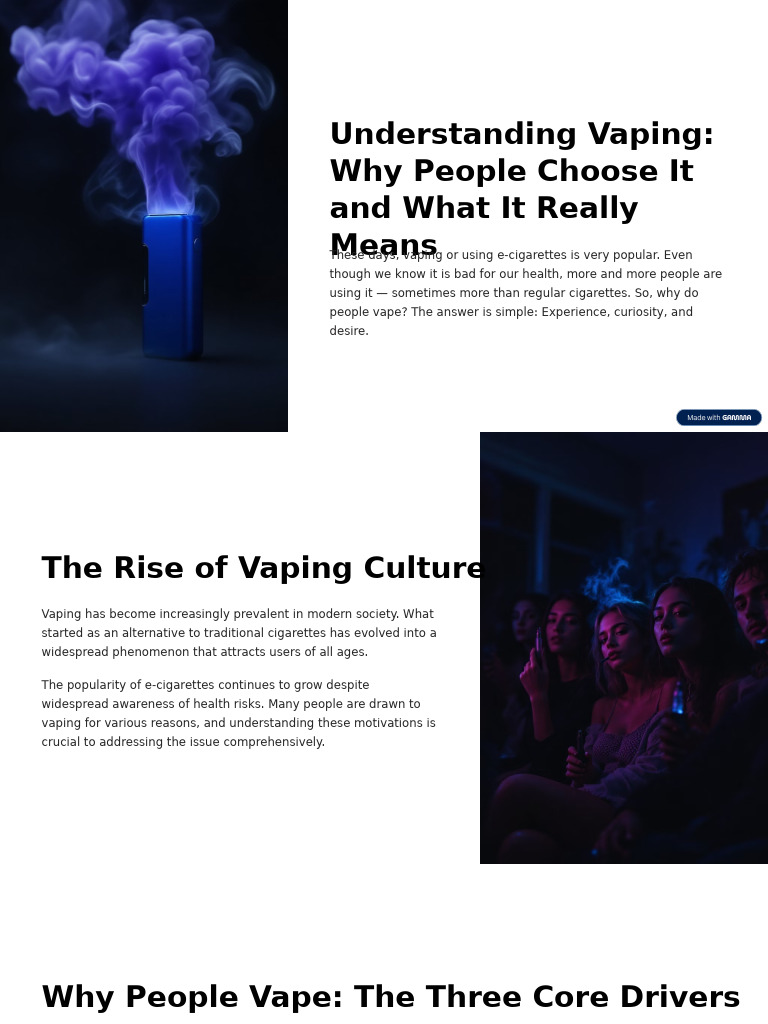 Understanding Vaping: Motivations & Risks | PDF | Feeling | Electronic ...