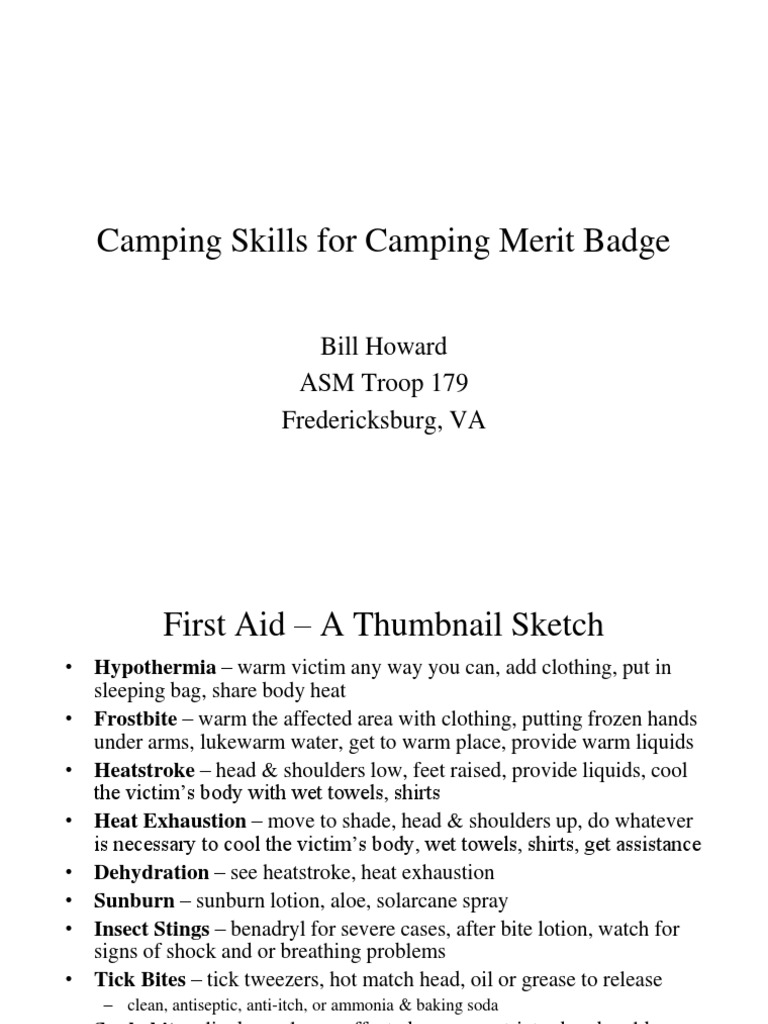 Camping Merit Badge Answer Questions