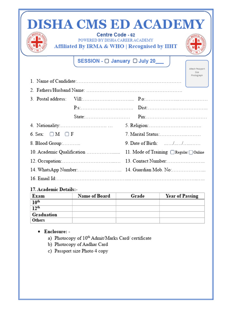 Candidate Registration Form Template | PDF