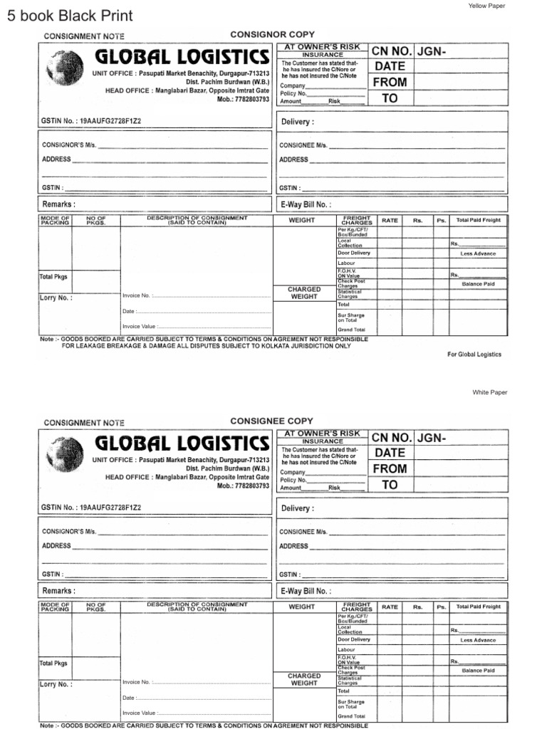 Invoice Template with Weight Details | PDF