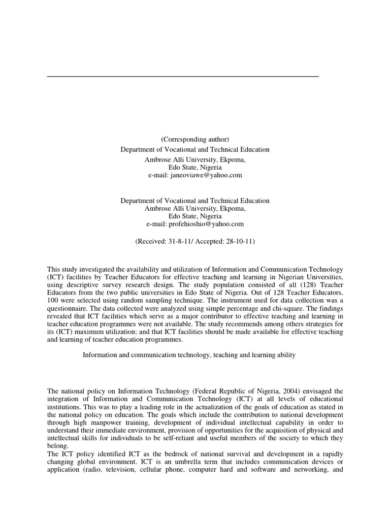 Impact of Information and Communication | PDF | Educational Technology ...