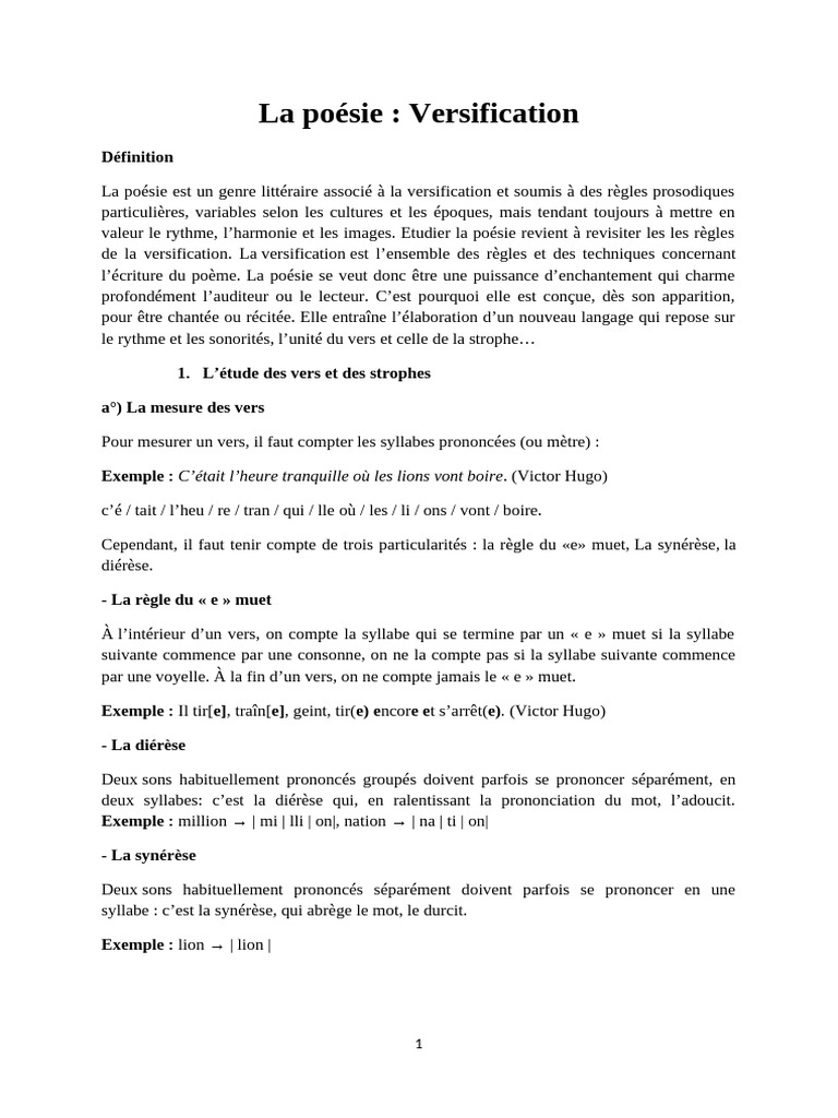 Introduction à la versification poétique | PDF | Rime dans la poésie ...