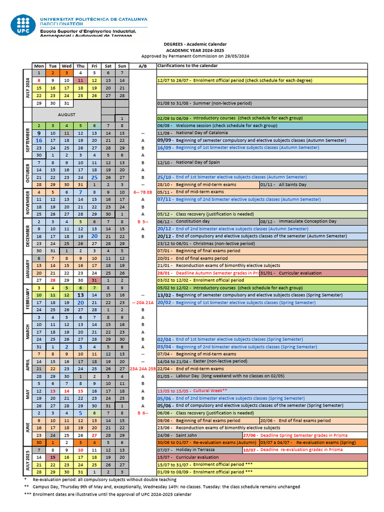 Academic Calendar 2024-2025 Overview | PDF | Academic Term | Higher ...