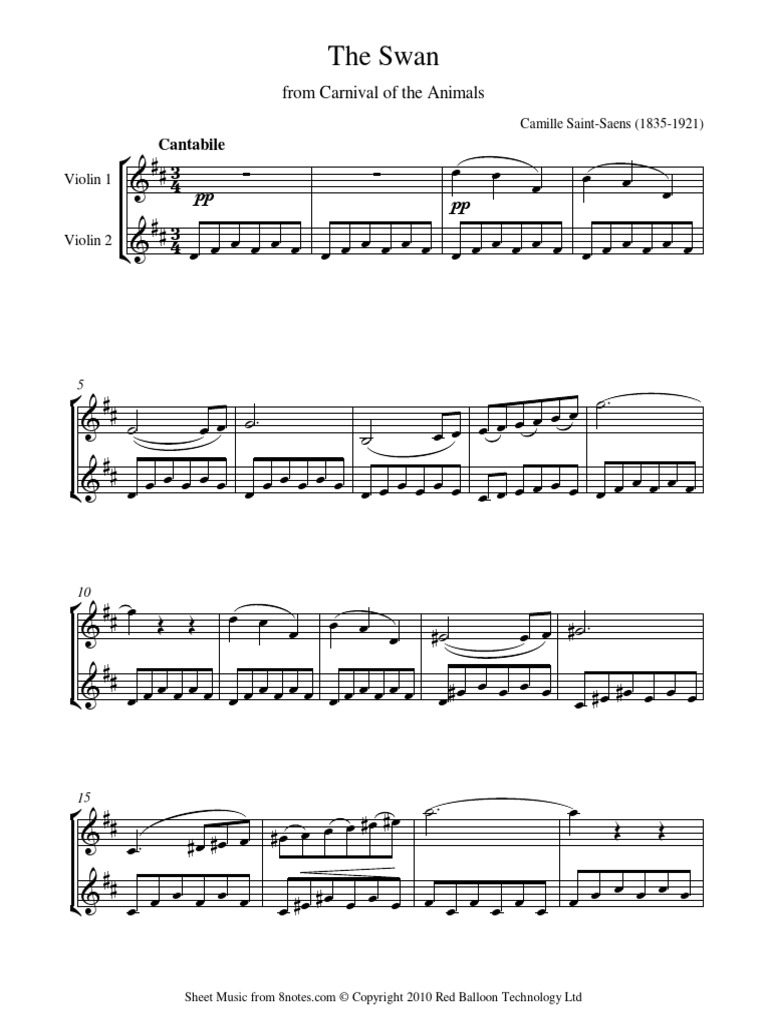 Saint Saens Swan | PDF | Compositions | Camille Saint Saëns