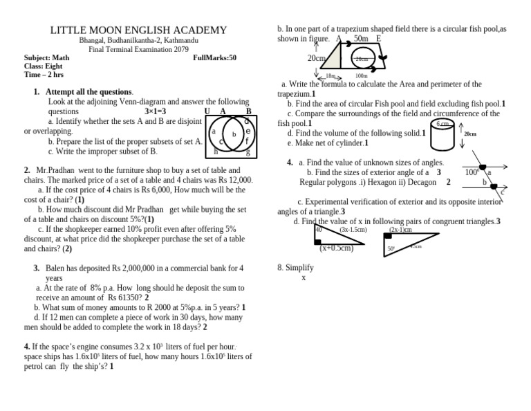 Classs 8 Math New | PDF | Area | Geometric Shapes
