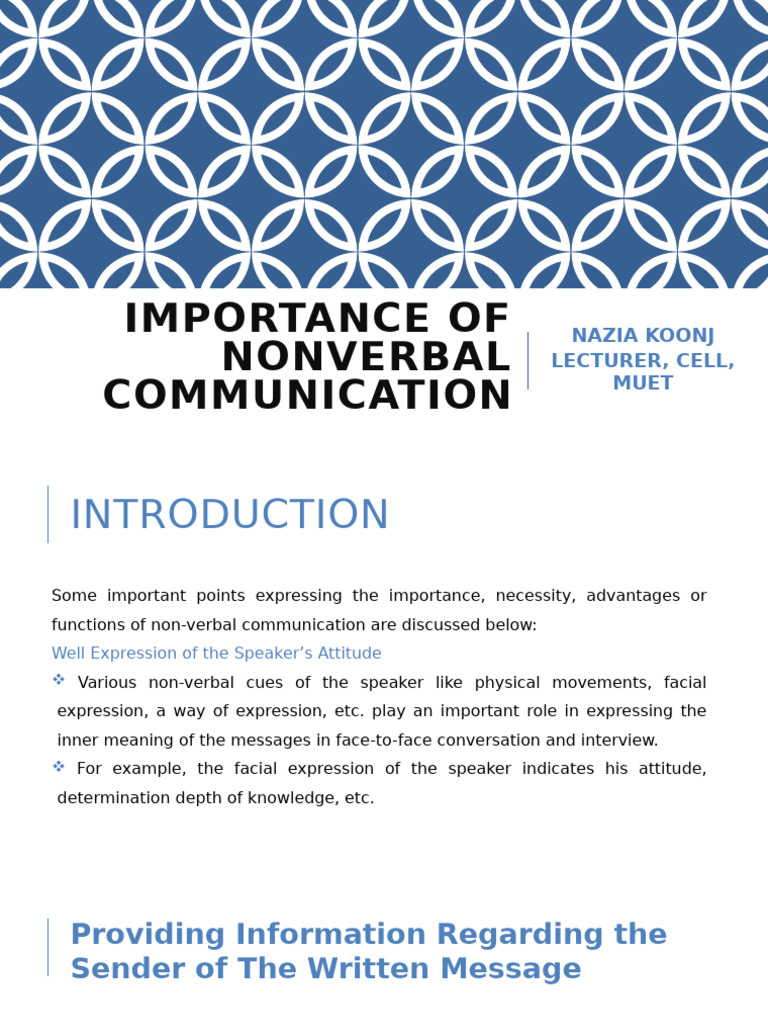 Importance of Nonverbal Communication | PDF | Nonverbal Communication ...