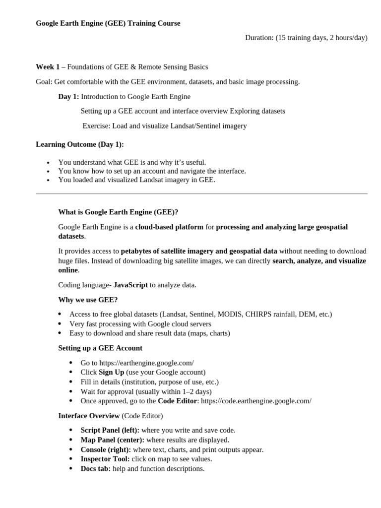 Google Earth Engine Training Course | PDF | Satellite Imagery | Imaging