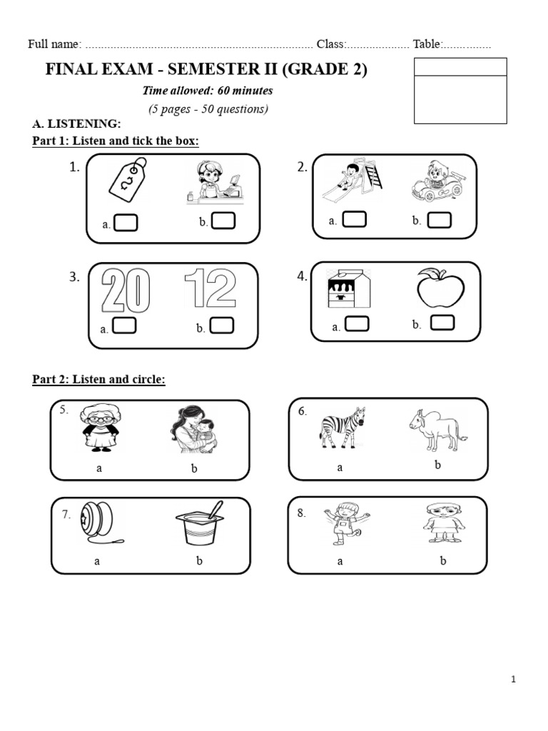 Grade 2 Final Exam Listening & Speaking | PDF | Fashion | Clothing