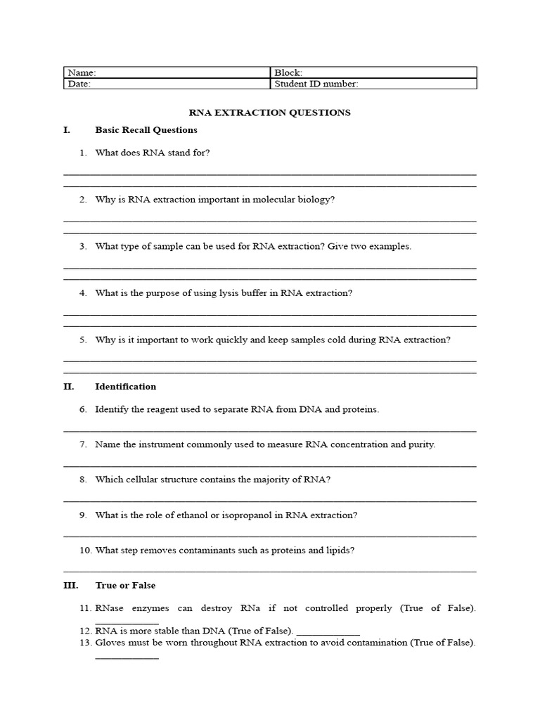 RNA Extraction: Key Questions & Answers | PDF | Rna | Life Sciences