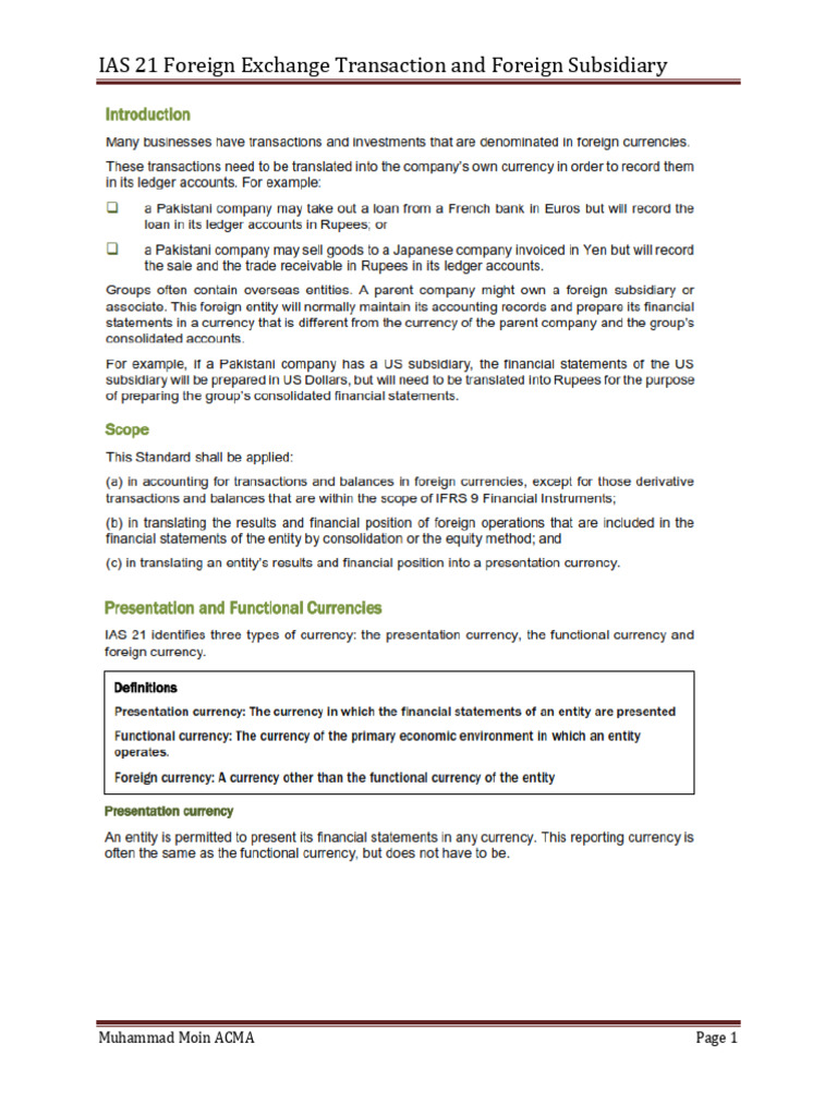 IAS 21 Foreign Exchange Transactions Guide | PDF