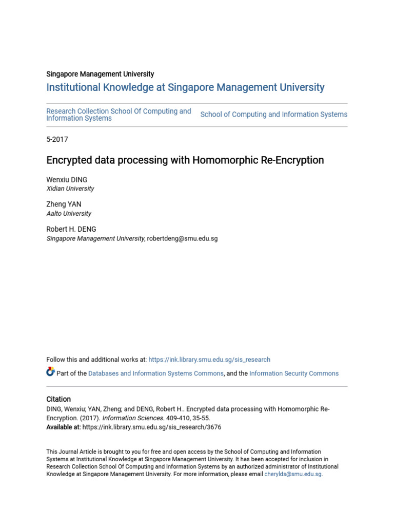 1.Encrypted Data Processing With Homomorphic Re-Encryption | PDF ...