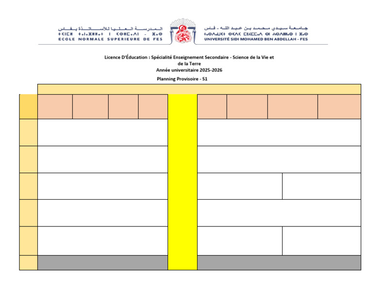 Planning S1 Licence Éducation SVT 2025-2026 | PDF | Science de la nature