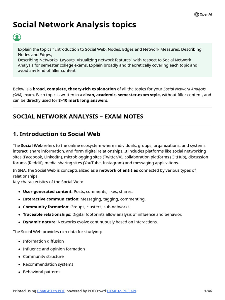 Social Network Analysis Topics | PDF | Social Network | Cluster Analysis