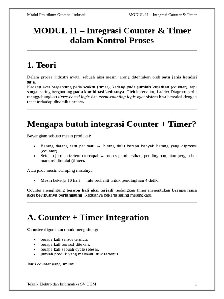 Integrasi Counter dan Timer dalam Otomasi | PDF