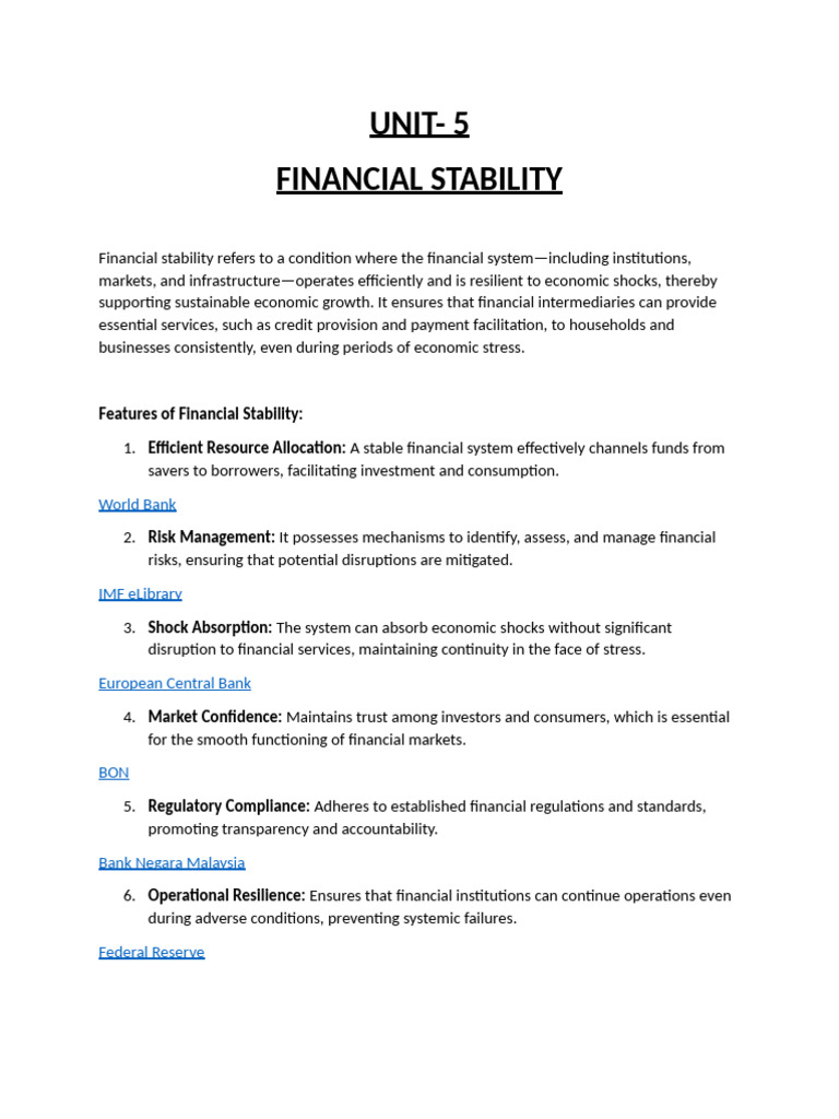 Understanding Financial Stability Essentials | PDF | Reserve Bank Of ...