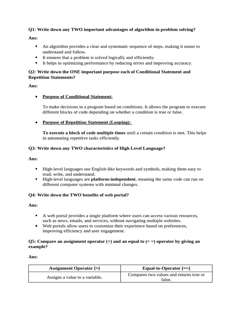Advantages of Algorithms and Programming Concepts | PDF | Control Flow ...