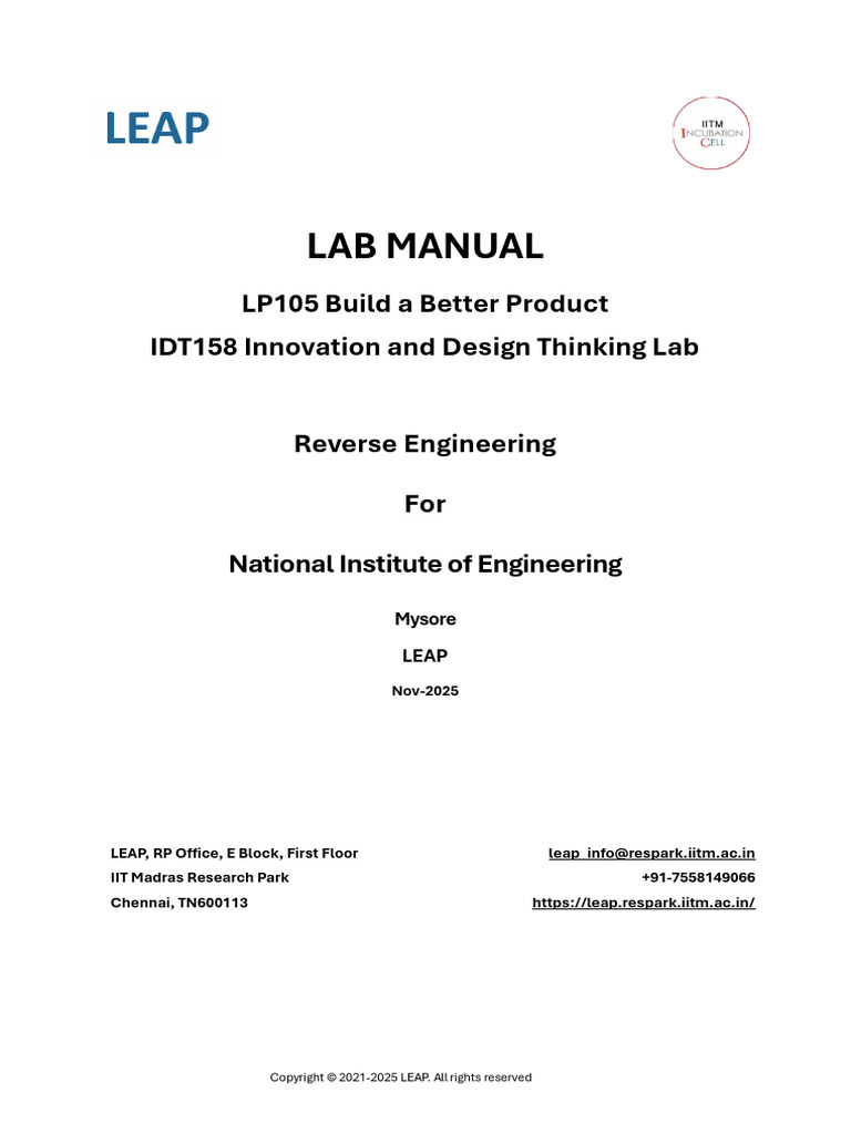 Reverse Engineering Lab Manual for Students | PDF | Capacitor | Resistor