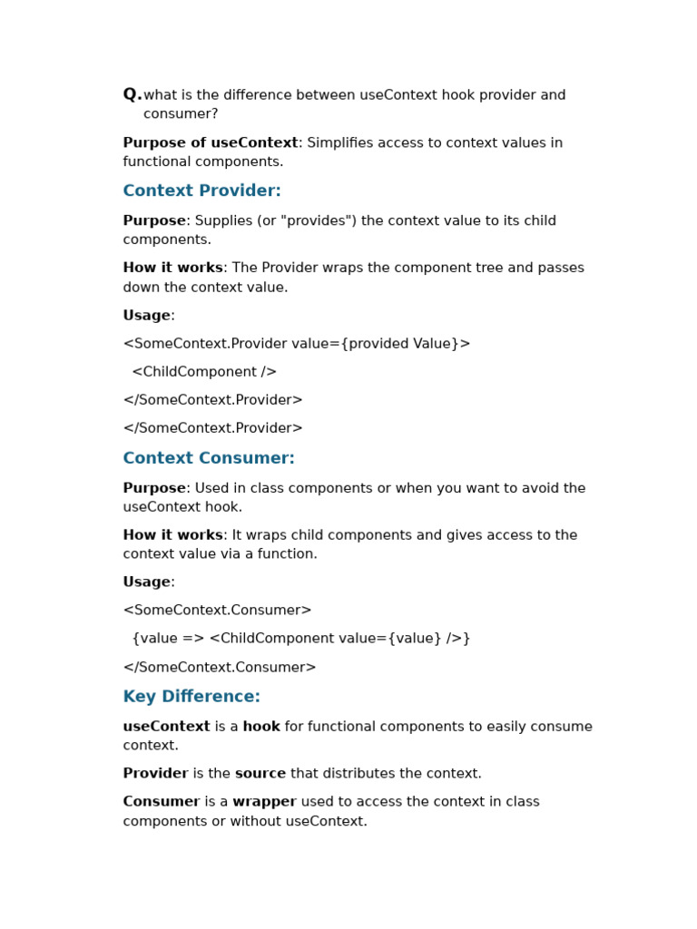 useContext vs Provider vs Consumer Explained | PDF | Parameter ...