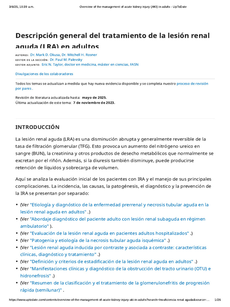 1 Overview of The Management of Acute Kidney Injury (AKI) in Adults ...