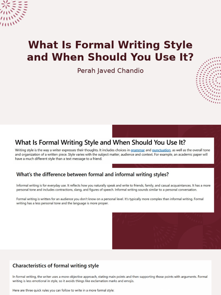 What Is Formal Writing Style and When Should | PDF