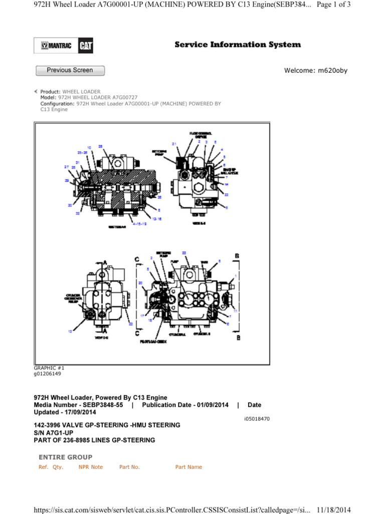 972H SN A7G00727 Control Valve Gpsteering - HMU 142-3996 | PDF | Valve ...