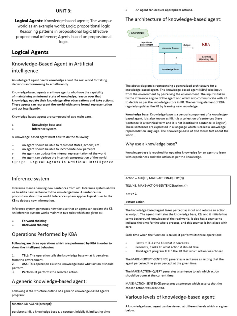 Understanding Knowledge-Based Agents | PDF | Knowledge Representation ...