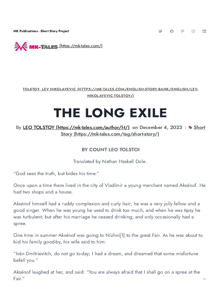 The Long Exile: Aksénof's Tale | PDF