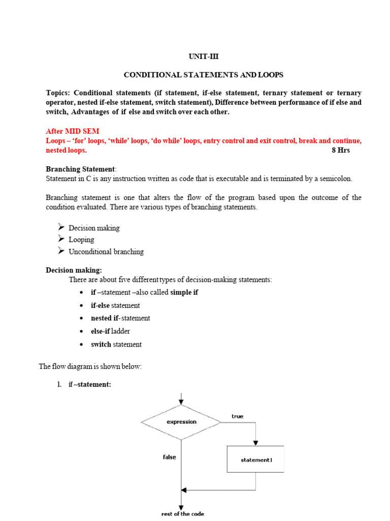 C Programming: Conditional Statements & Loops | PDF | Control Flow ...