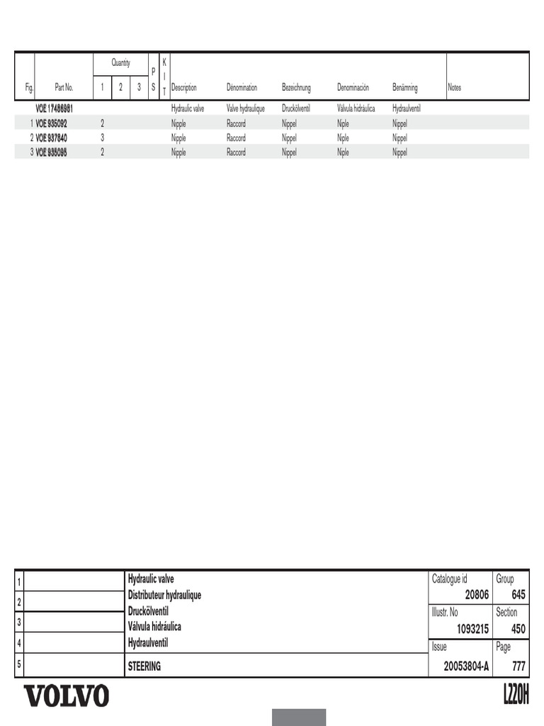 Volvo Wheel Loader Parts Catalog L220H 40 | PDF