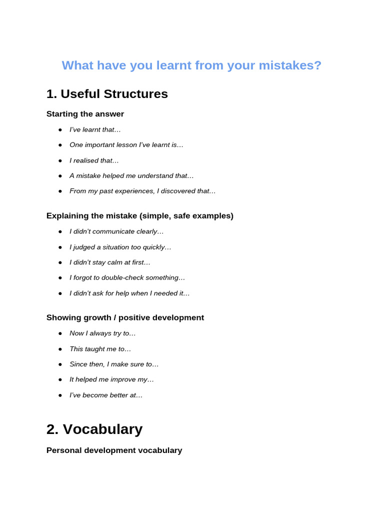 Learning from Mistakes for Growth | PDF | Behavior Modification ...