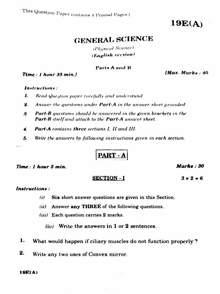 General Science Exam Paper Guide | PDF | Chemistry | Materials