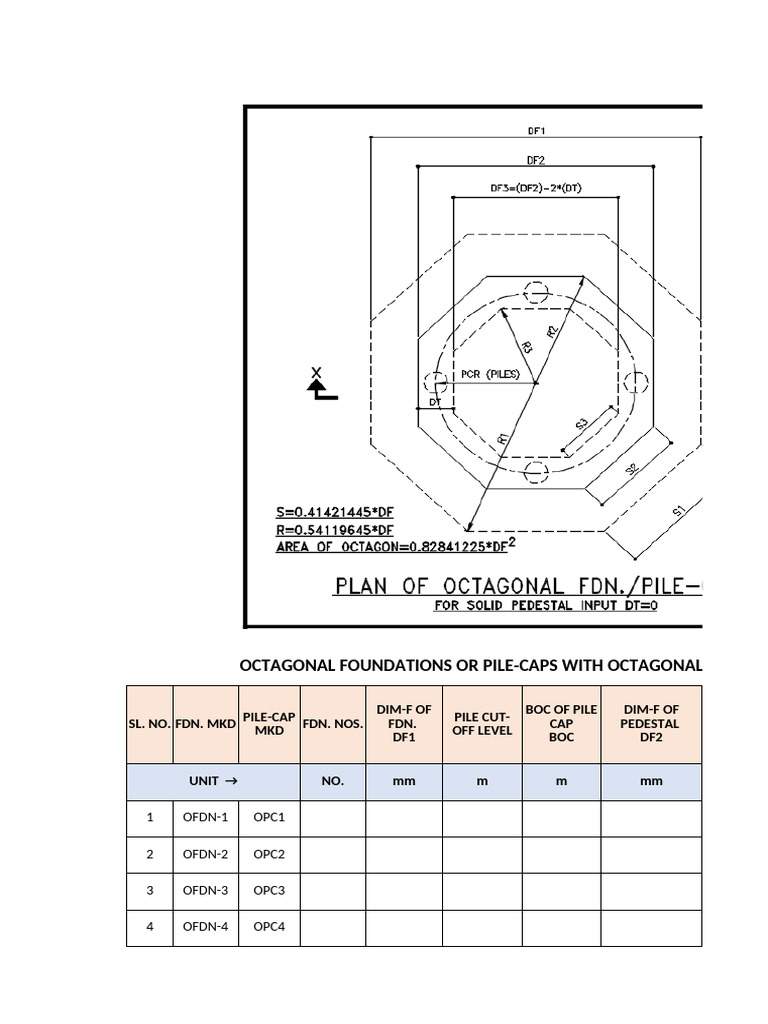 Octagonal Foundations and Pile-Caps Guide | PDF | Architectural ...