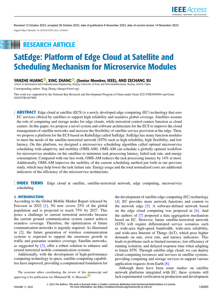 SatEdge Platform of Edge Cloud at Satellite and Scheduling Mechanism ...