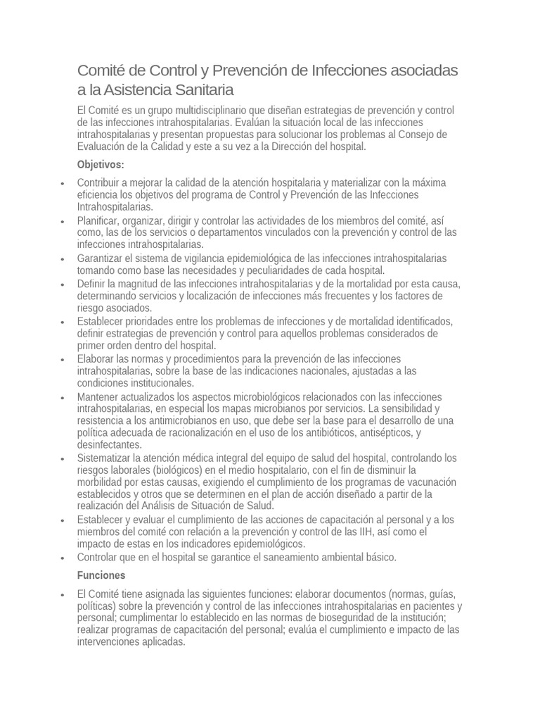 Control de Infecciones en Hospitales | PDF | Infección adquirida en el ...
