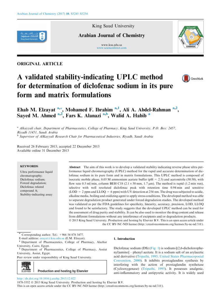 UPLC Method for Diclofenac Sodium Analysis | PDF | High Performance ...
