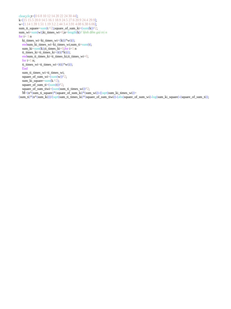 MATLAB Code for Statistical Calculations | PDF