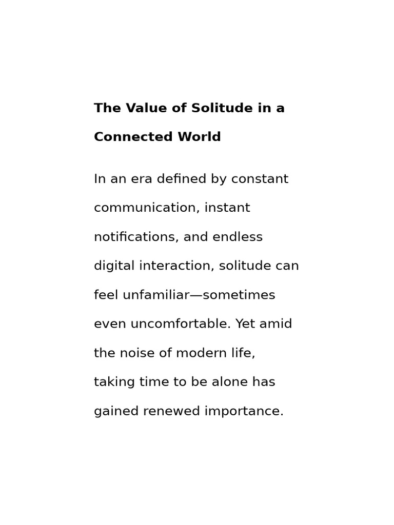 The Importance of Solitude Today | PDF | Solitude | Creativity