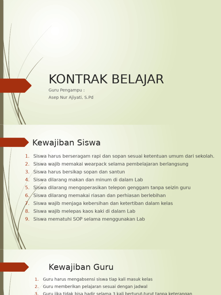 Kontrak Belajar | PDF
