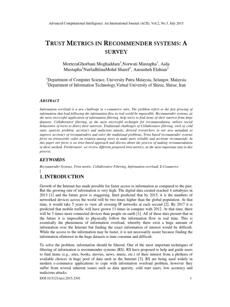 Trust Metrics in Recommender Systems | PDF | Applied Mathematics