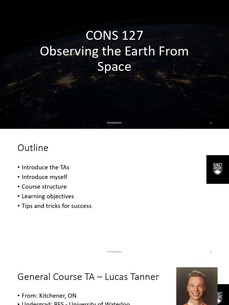 CONS 127: Earth Observation Course Overview | PDF