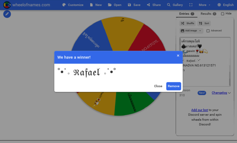 Discord Bot for Wheel of Names | PDF