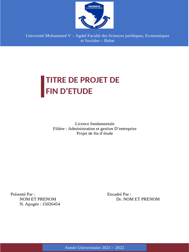 Projet de fin d'étude en gestion 2022 | PDF