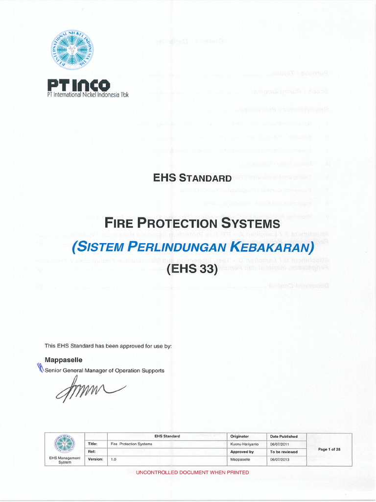 Fire Protection Systems EHS Standard | PDF | Fires | Combustion