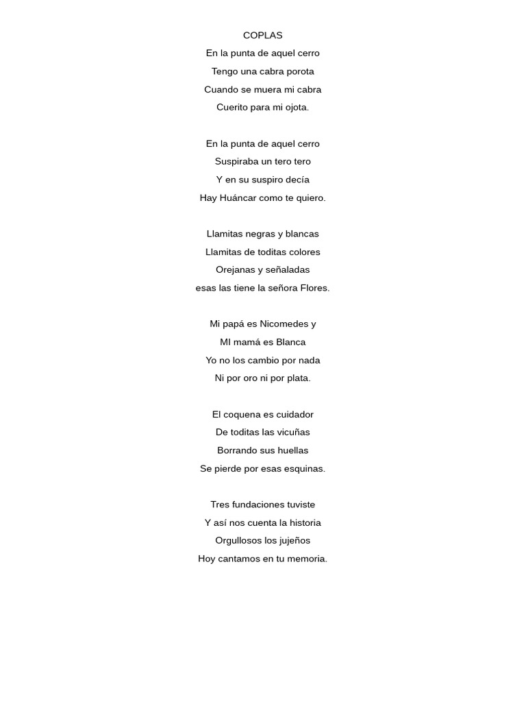 Coplas Tradicionales de Ben Luzco | PDF