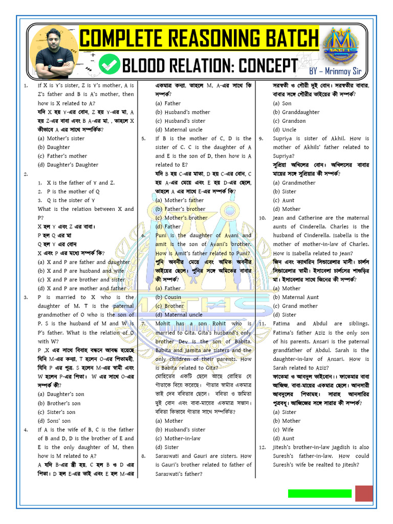 Blood Relation Concept | PDF