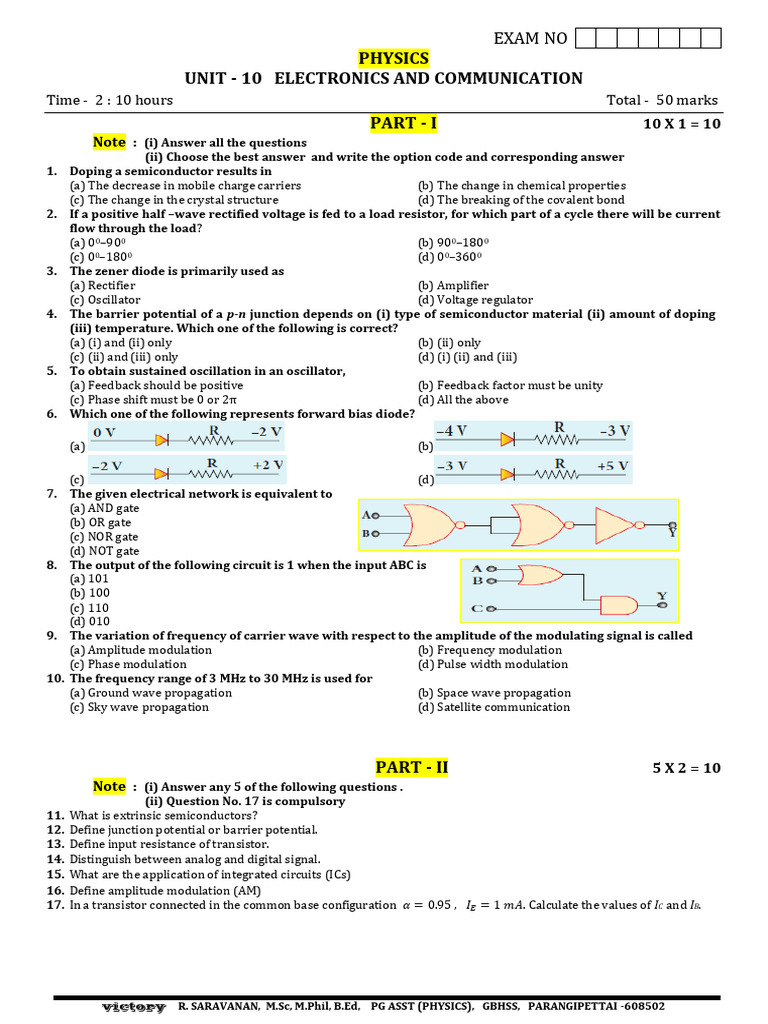 Physics Unit 10 Material | PDF | P–N Junction | Diode