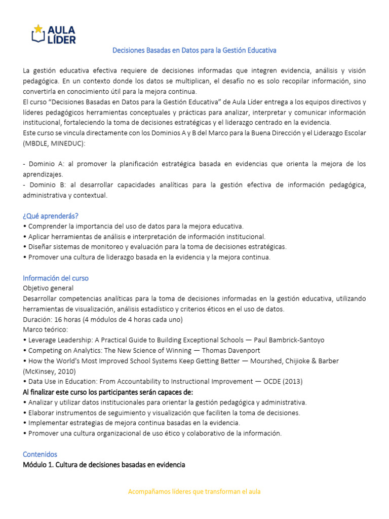 Decisiones Basadas en Datos Para La Gestión Educativa | PDF | Toma de ...