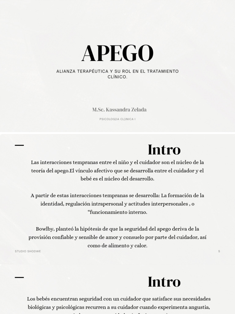APEGO, ALIANZA TERAPÉUTICA | PDF | Teoría de apego | Las emociones