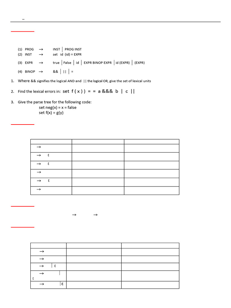 Boolean Expressions and Grammar Exercises | PDF | Syntax (Logic ...